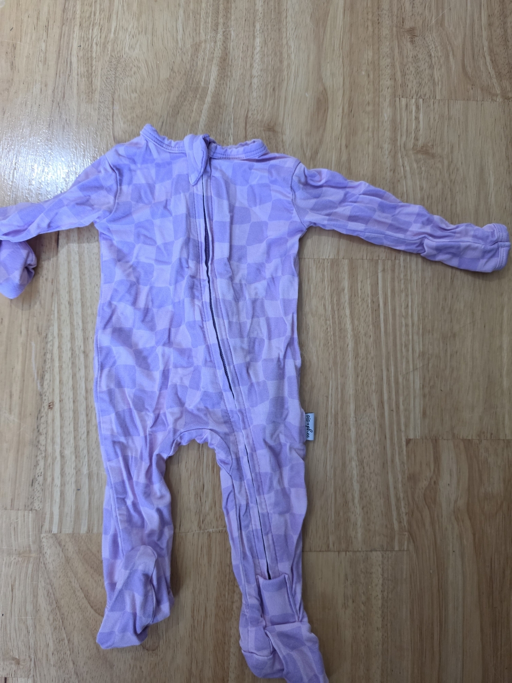 Lilac Checkered Footed One-Piece for Kids with Front Zip